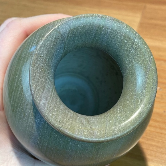 VTG Carved Stone Marble Miniature Bud Vase 4” Tall Green Earth Tone Natural - Picture 8 of 16